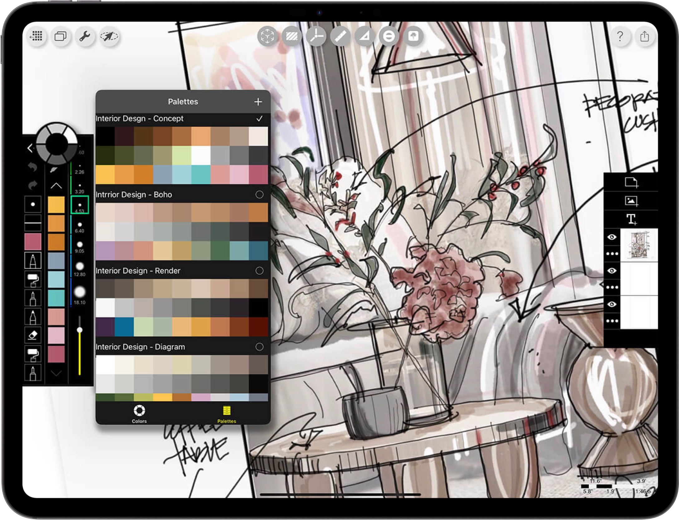 best App for architects _ iPad drawing for interior design _  livingroom sketch