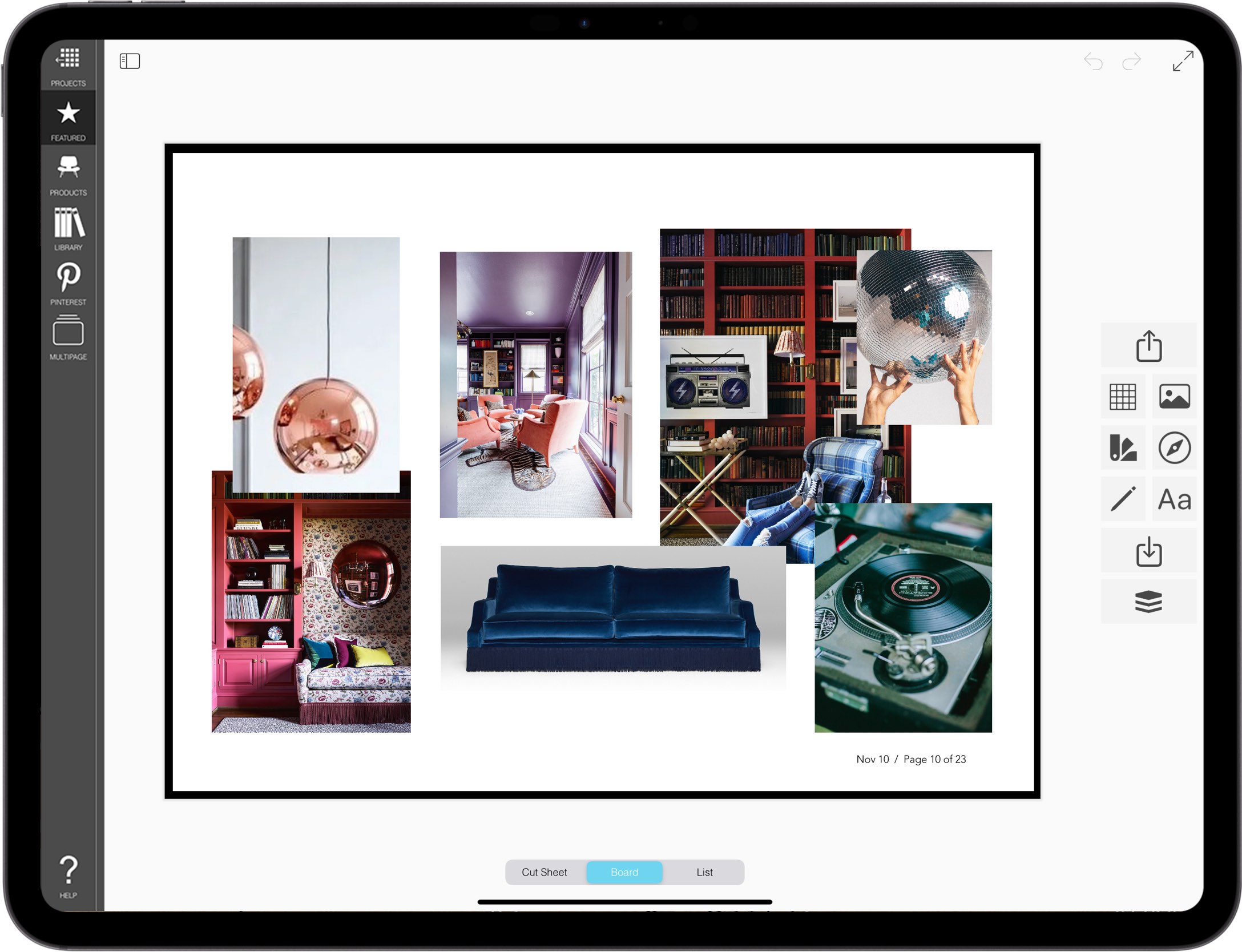 best Pro interior designer app for iPad_moodboard maker_moodboards_mood board maker_02_concept mood board_Bold Color & Whimsey