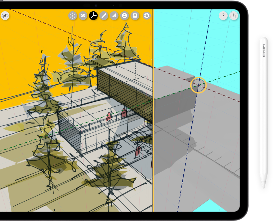 Morpholio Trace: Best iPad App for Architects, drawing over 3d model